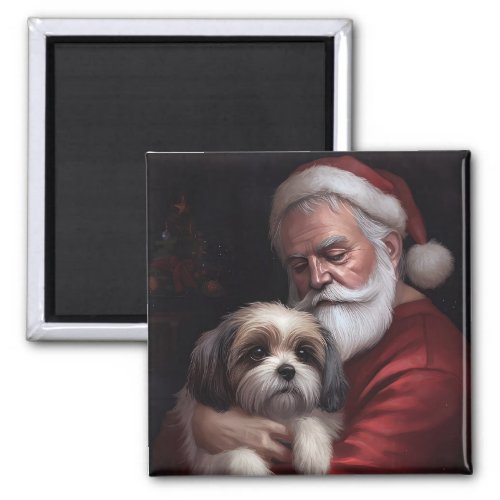 Malti Tzu With Santa Claus Festive Christmas Magnet
