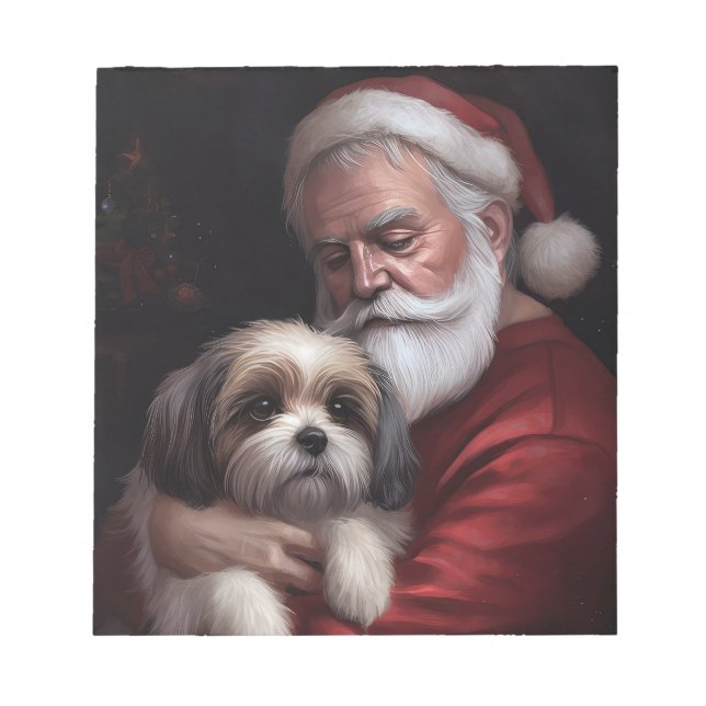 Malti Tzu With Santa Claus Festive Christmas Notepad (Front)