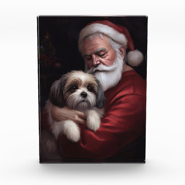 Malti Tzu With Santa Claus Festive Christmas Photo Block (Front)