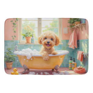 Maltipoo Bath Time Cute Bathroom Decor Mat