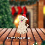 Maltipoo Christmas Puppy Pet Ornament<br><div class="desc">Cute,  furry,  illustration of a Maltipoo puppy with a red/white Santa Claus hat on top of head.  Adorable eyes and pink tongue out.



Illustration by:  Lori@SaltTownStudio</div>