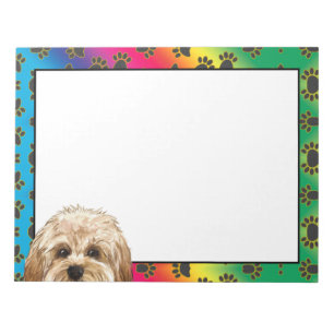 Maltipoo colorful dog paw pattern notepad