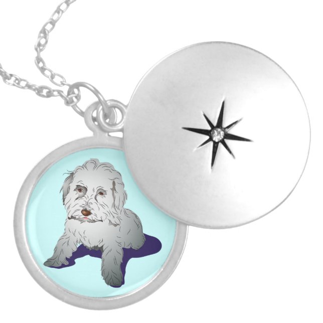 Maltipoo Cute Puppy Silver Plated Necklace (Front)