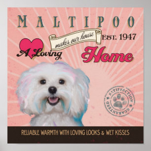 Maltipoo Dog Art Poster- Makes Our House Home Poster