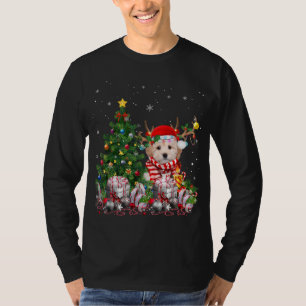 Maltipoo Dog Christmas Tree Lights Santa Pajamas X T-Shirt