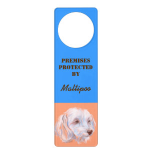 Maltipoo Dog Pastel Art Door Hanger