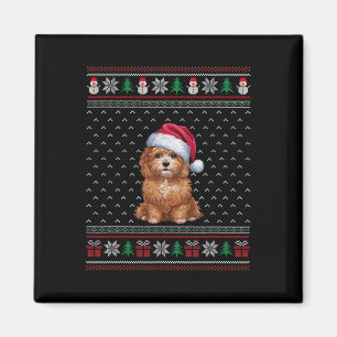 Maltipoo Dog Wearing Santa Hat Ugly Xmas Dog Lover Magnet