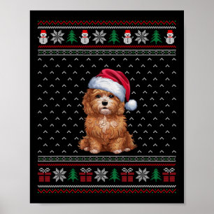 Maltipoo Dog Wearing Santa Hat Ugly Xmas Dog Lover Poster