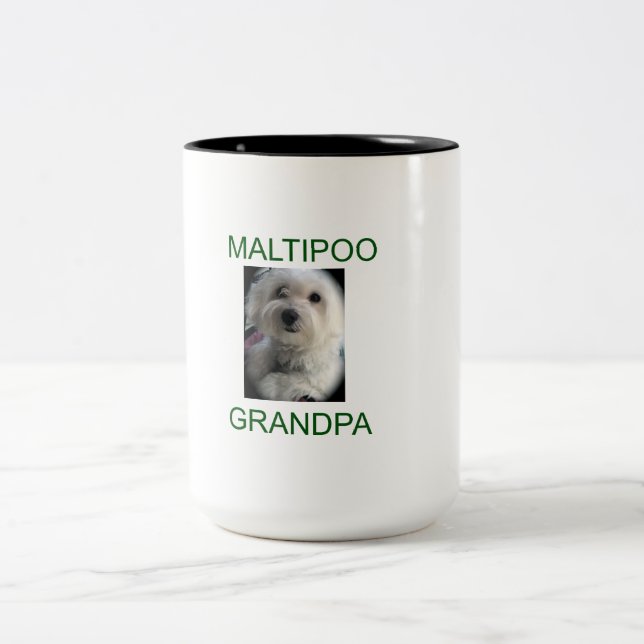 Maltipoo Grandpa Two-Tone Coffee Mug (Center)