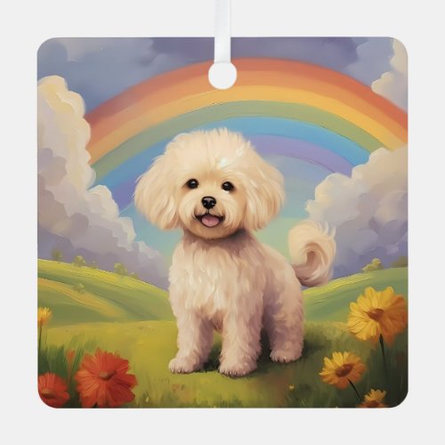 Maltipoo Memorial Custom Dog Name Rainbow Bridge Metal Ornament