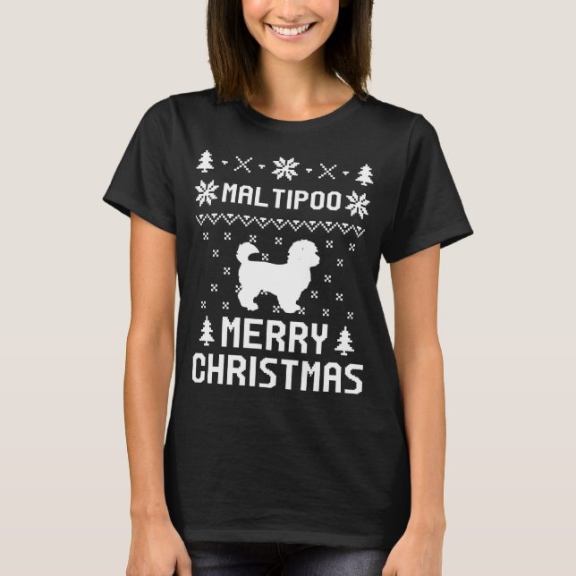 MALTIPOO Merry christmas Sweaters T-shirt (Front)