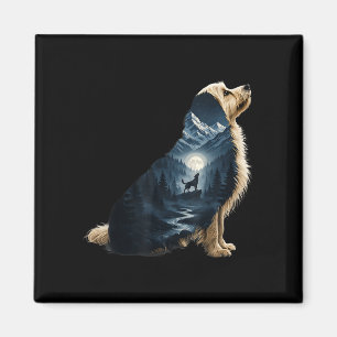 Maltipoo moonlit mountain dog lover wilderness art magnet