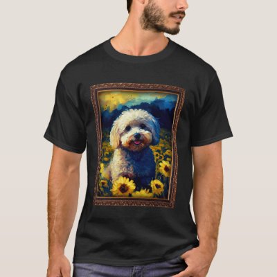 Maltipoo Painting Sunflower Flower Mom Women Flora T-Shirt