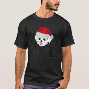 Maltipoo Santa Christmas Pocket Dog Funny Xmas T-Shirt