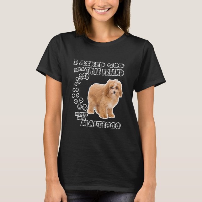 Maltipoo Saying Mom Maltese Poodle Dad T-Shirt (Front)