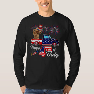 Maltipoo Wearing Sunglasses American Flag On T-Shirt
