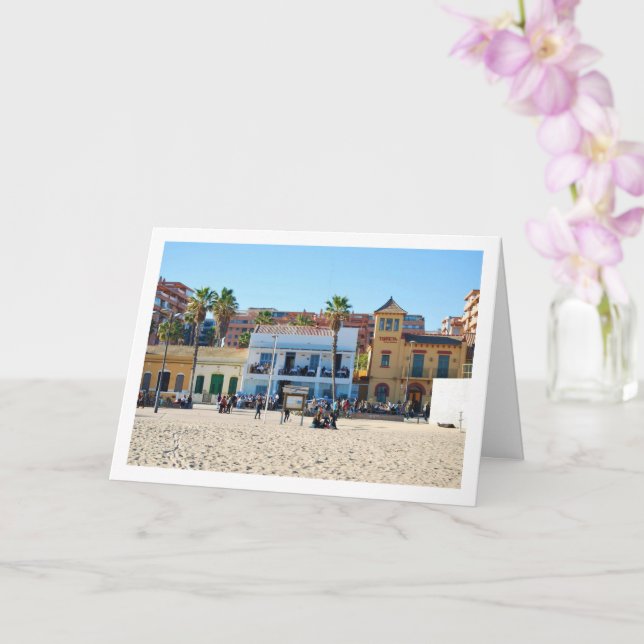 Malvarossa Beach, Valencia, Spain Card (Orchid)