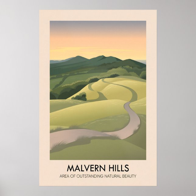Malvern Hills AONB Travel Poster (Front)