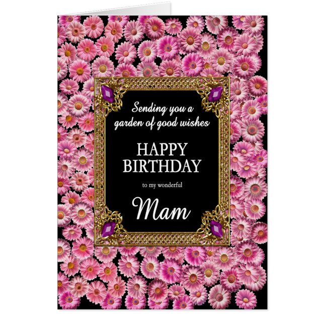 Mam Birthday Pink Daisies Cards (Front)