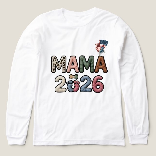 Mama 2026 Faux Baby Feet Pregnancy Reveal Tri-Blend Shirt (Design Front)