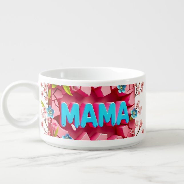 MAMA 3D Cracked Wall Design with Vibrant Flowers Bowl (Right)