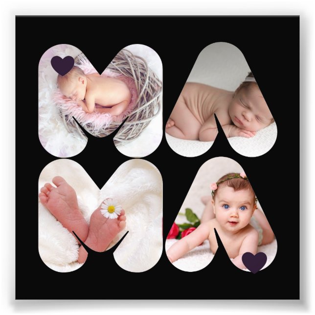 MAMA 4 x Photo Collage Gift For Mothers, Mom, (Front)