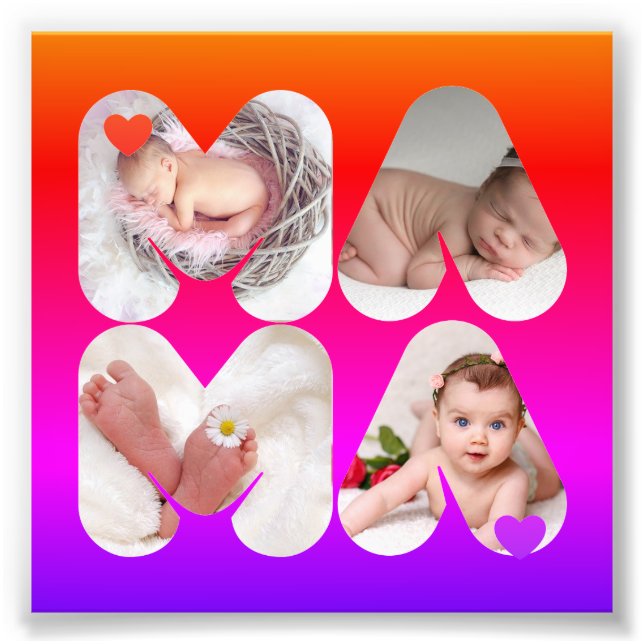 MAMA 4 x Photo Collage Gift For Mothers, Mom, (Front)