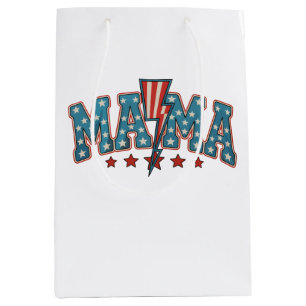 Mama 4th Of July Patriotic Mom Lightning Bolt Medium Gift Bag