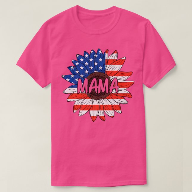 Mama 4th Of July USA Sunflower Cute Mom Women Patr T-Shirt (Design Front)