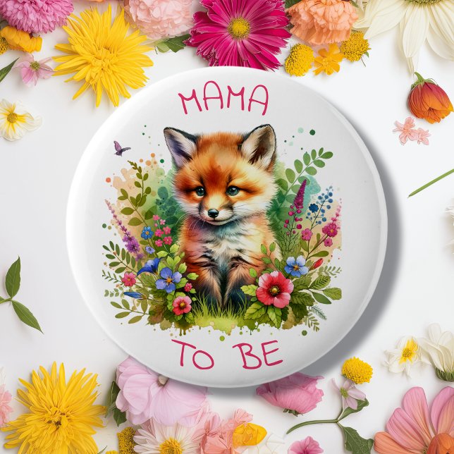 Mama a to be | Woodland Creatures Fox Baby Shower  Button (Creator Uploaded)