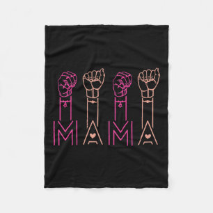 Mama American Sign Language Deaf Awareness Support Fleece Blanket