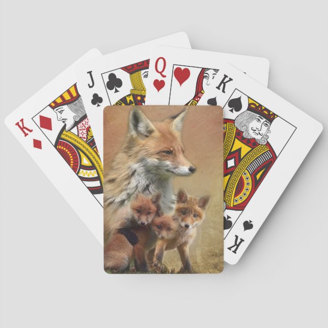 Mama and Babies Fox Poker Cards (Back)