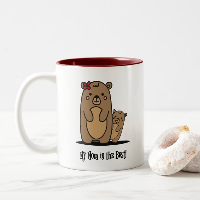 Mama and Baby Bear | Best Mom Two-Tone Coffee Mug (With Donut)