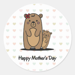 Mama and Baby Bear   Mother's Day Classic Round St Sticker