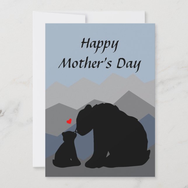 Mama and Baby Bear Mountains Mother's Day Card (Front)