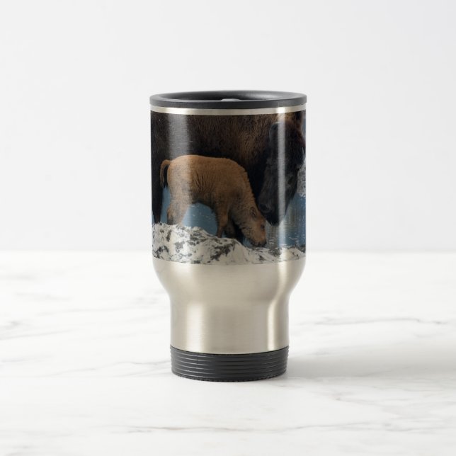 Mama and Baby Bison Travel Mug (Center)