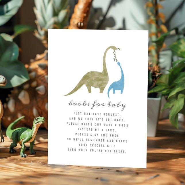 Mama and Baby Dinosaur Baby Shower Book Request Enclosure Card (Creator Uploaded)