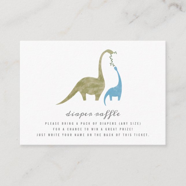 Mama and Baby Dinosaur Baby Shower Diaper Raffle Enclosure Card (Front)