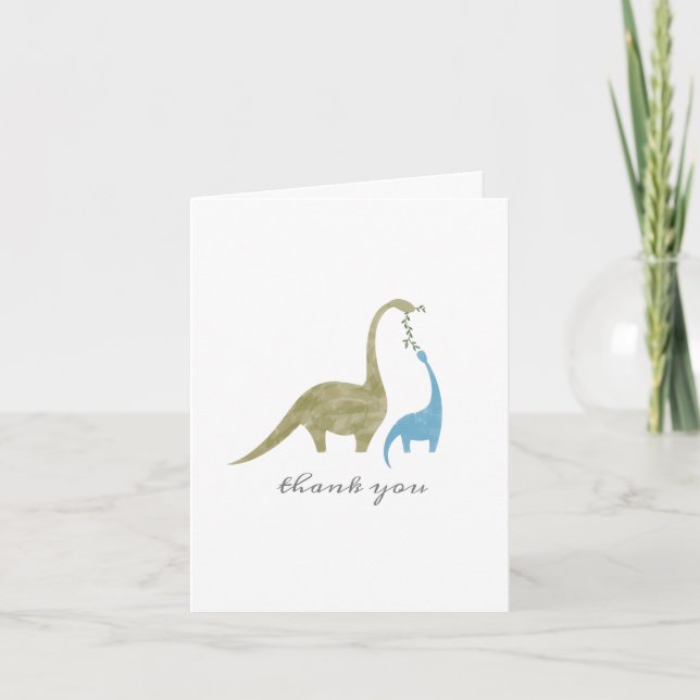 Mama and Baby Dinosaur Baby Shower Thank You Card (Front)