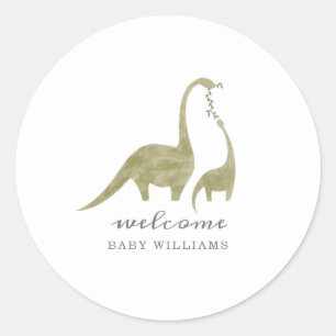 Mama and Baby Dinosaur Neutral Baby Shower Classic Round Sticker