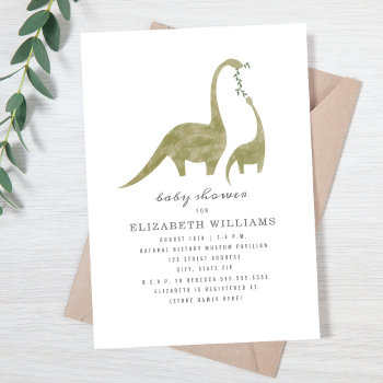 Mama And Baby Dinosaur Neutral Baby Shower Invitation by JillsPaperie at Zazzle