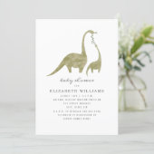 Mama and Baby Dinosaur Neutral Baby Shower Invitation (Standing Front)