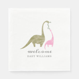 Mama and Baby Dinosaur Pink Baby Shower Napkins