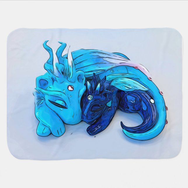 Mama and Baby Dragon Baby Blanket (Horizontal)