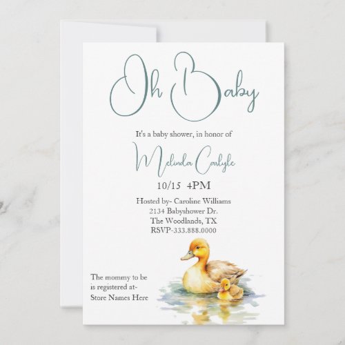 Mama and Baby Duck Baby Shower Invitation