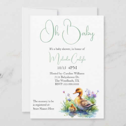 Mama and Baby Duck Baby Shower Invitation