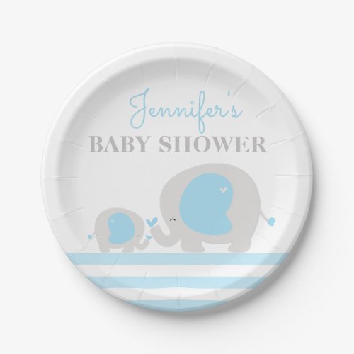 Mama and Baby Elephant Plates  Boy Baby Shower