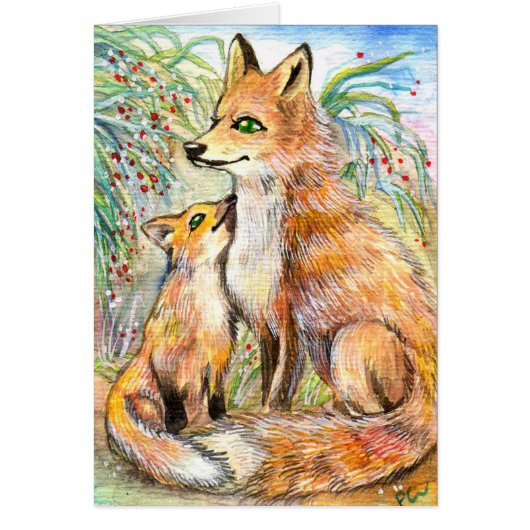 Mama And Baby Fox (Front)