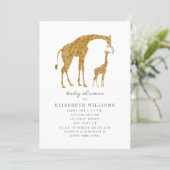Mama and Baby Giraffe Neutral Baby Shower Invitation (Standing Front)