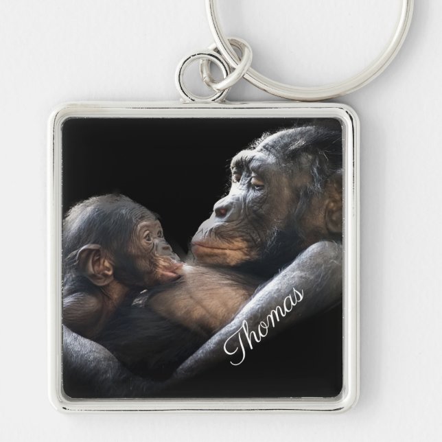 Mama and Baby Gorilla Keychain (Front)